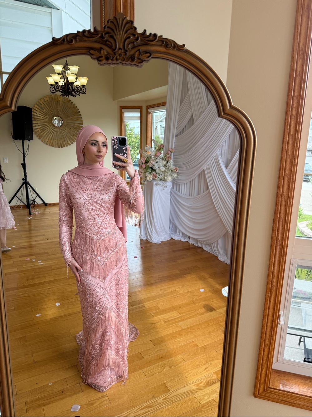 Pink Beaded Evening Gown